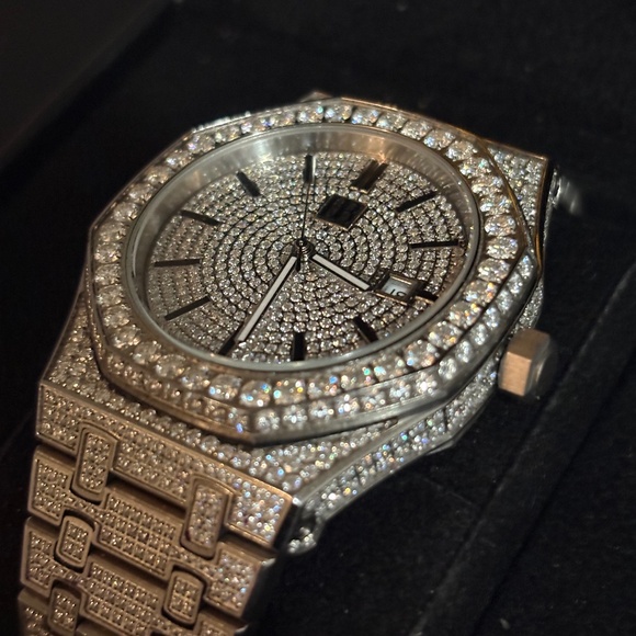 HB MOISSANITE Watch Iced Automatic Skeleton 44mm HipHop - Picture 1 of 3